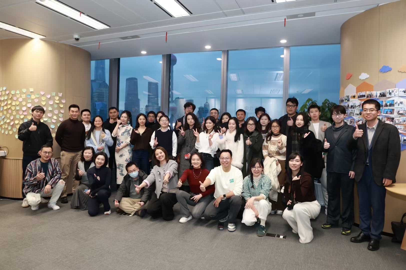 Shanghai meetup group photo with Lujiazui skyline